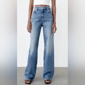 Zara High Waist Wide Leg Jeans Blue Size 4